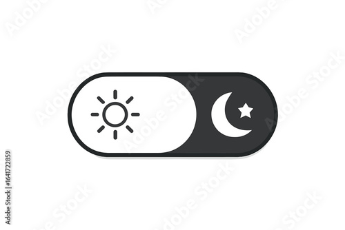 Day and Night Mode Toggle Switch, Sun and Moon Icon, Light Dark Theme Button for Mobile App, Web UI Design Element, Modern Interface, Night Day Setting, User Experience Concept, Vector Illustration