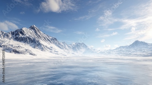 Wallpaper Mural The majestic winter landscape featuring snow-covered mountains and a tranquil lake. Torontodigital.ca