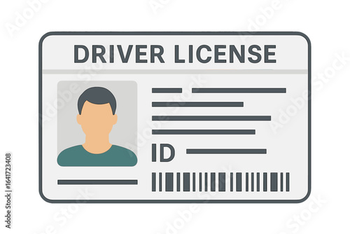 Driver License ID Card Vector Illustration, Identification Document, Personal ID, Photo ID, Security Card, Transparent Background, Legal Identification, Identity Verification, Vector Graphic