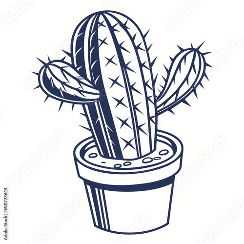 Desert Dweller: A detailed graphic of a cactus in a pot.