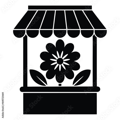 Florist element isolated flower shop sign on white background 