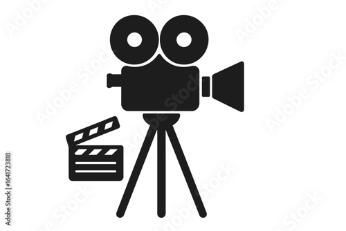 Filmmaking and Cinematography Device Vector Illustration, Film Production Equipment for Movie Making, Video Camera Icon, Professional Video Recording Tool on Transparent Background