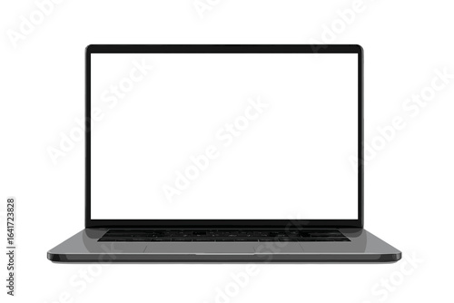 Modern laptop mockup front view with blank screen, computer notebook, digital device, empty display, technology concept, workspace illustration, vector design