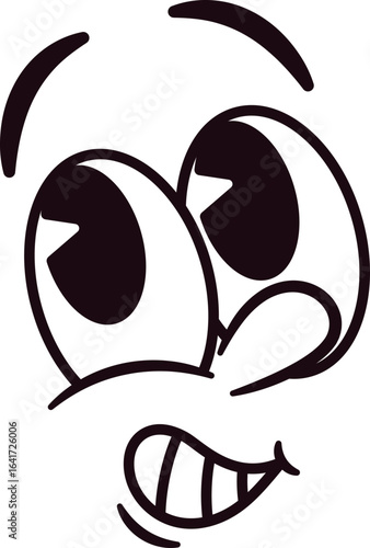 Pensive anthropomorphic face smiley vector illustration