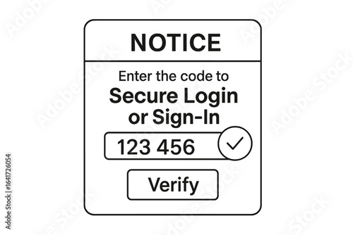 Secure login code input, two-factor authentication prompt, sign-in verification vector illustration, secure access, user authentication interface, permission request, digital security concept