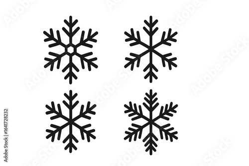 Wallpaper Mural Set of 4 Black Snowflake Icons, Winter Snowflakes, Flat Style Snowflake Templates for Web Design, Vector Snowflake Icon Collection, Christmas and Holiday Symbols Torontodigital.ca