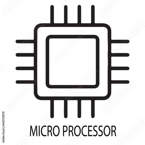 Stylized icon of a microprocessor chip with pins