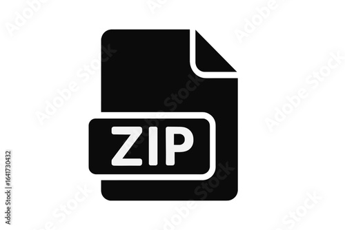 Zip file icon vector illustration, ZIP archive file extension symbol, compressed folder graphic on transparent background, data storage and file management concept