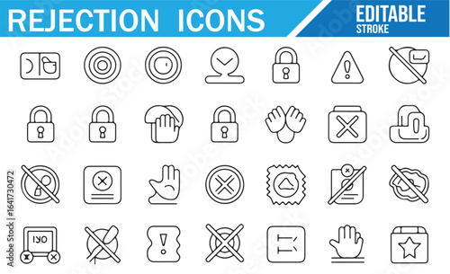 Collection of icons representing blocked access, restricted areas, and denial.