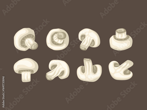 champignon cartoon mushroom health fresh vegan traditional snack seasonal diet natural cartoon raw