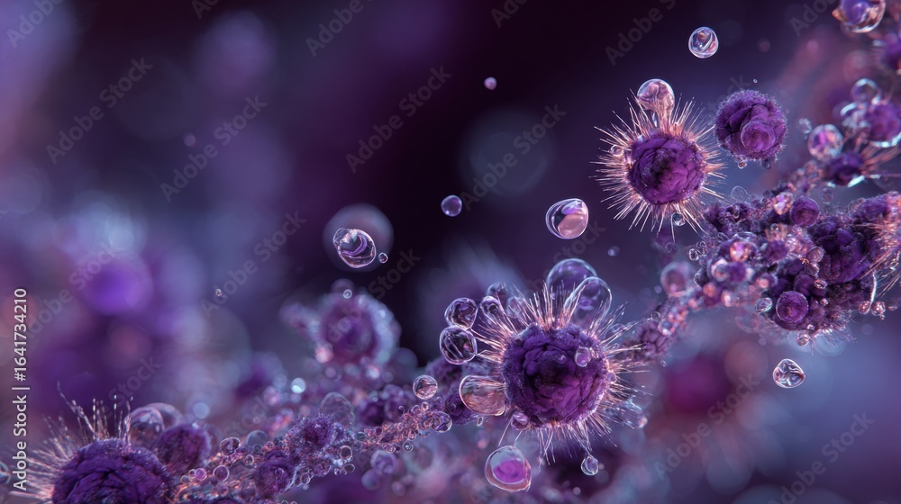 Obraz premium purple cells microscopic bubbles float