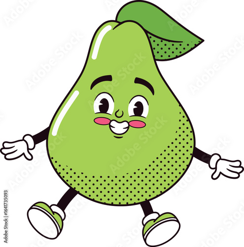 Cute smiling pear fruit mascot