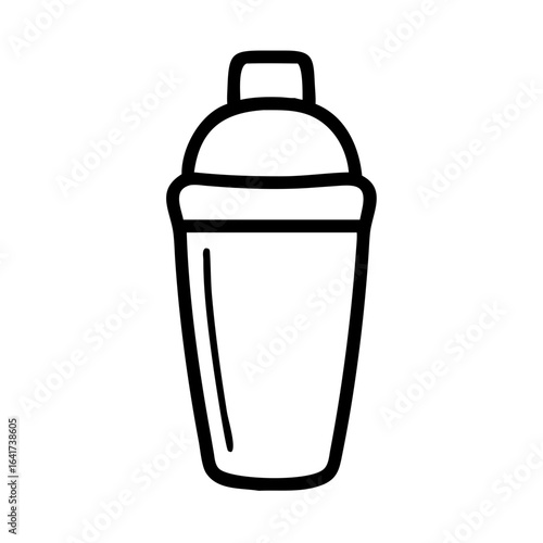 Black and White Outline Cocktail Shaker Icon for Mixology and Nightlife Designs