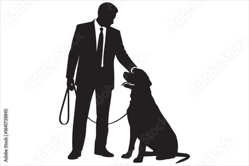 Man Walking Dog Silhouette Pet Walker Clipart for Crafts