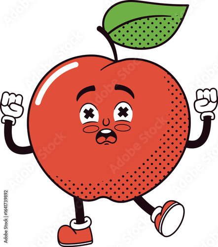 Comic apple fruit awe face