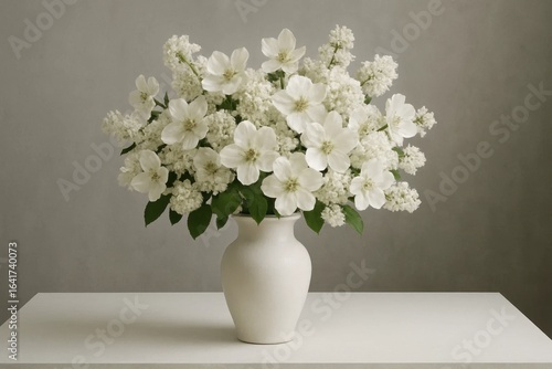 Wallpaper Mural A Vase of White Lilies on a Gray Tablecloth Torontodigital.ca