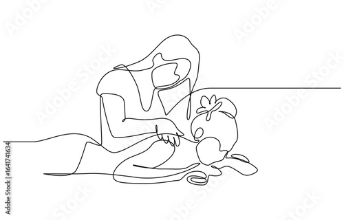 Continuous one line drawing of relaxing massage trendy minimalist illustration. Vector EPS 10