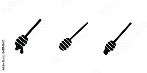 honey dipper icon silhouette vector set hand drawn illustration on white background.