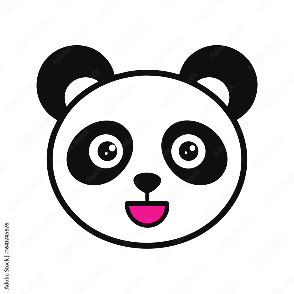 Fototapeta premium Adorable panda blinking eyes in a cheerful animated expression Vector illustration