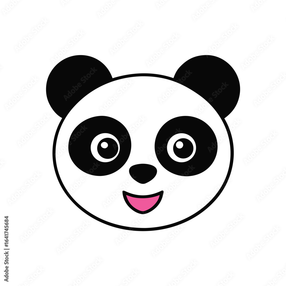Fototapeta premium Cute panda face blinking happily in a charming cartoon loop Vector illustration