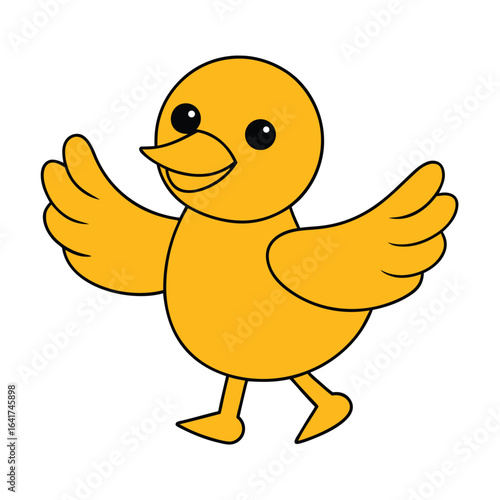 Cheerful duck dancing with flapping wings in a happy motion Vector illustration