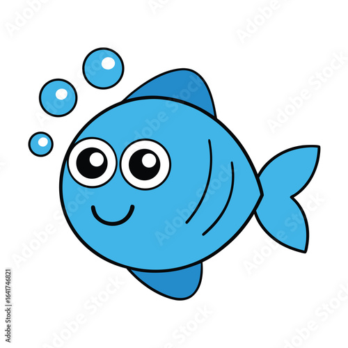 Playful fish with bubbles blinking in a happy underwater scene Vector illustration