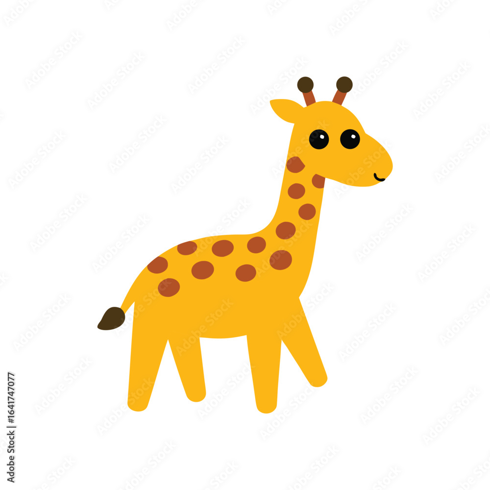 Fototapeta premium Giraffe walking in place with long neck bobbing playfully Vector illustration