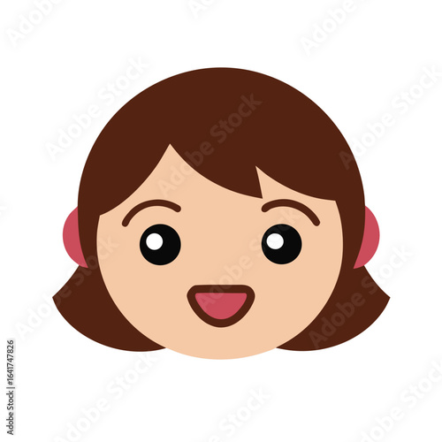 Smiling happy girl face blinking softly with friendly charm Vector illustration