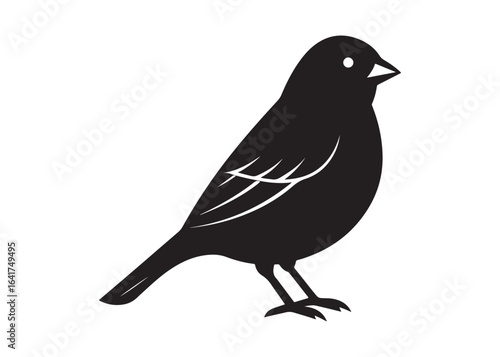 Canary Bird Vector Silhouette Illustration Isolated on White Background.