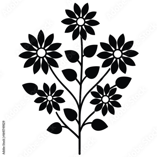 Florist element isolated seasonal flower chart on white background