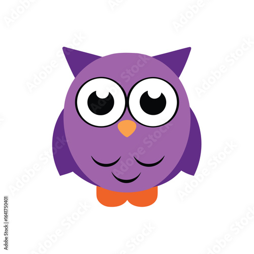 Sleepy owl blinking softly in a charming looping animation Vector illustration