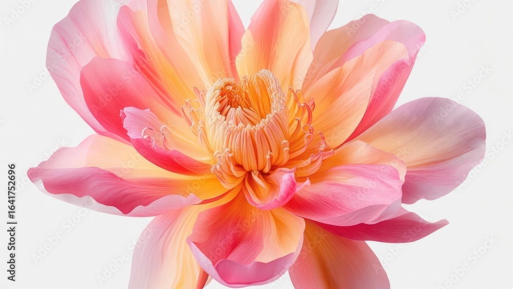 Fototapeta premium Vibrant Pink and Orange Dahlia Petals with Delicate Texture and Soft Lighting