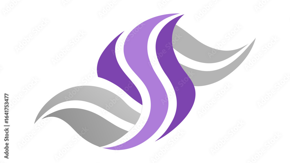 Naklejka premium Abstract purple and grey flowing shapes on a white background curves waves