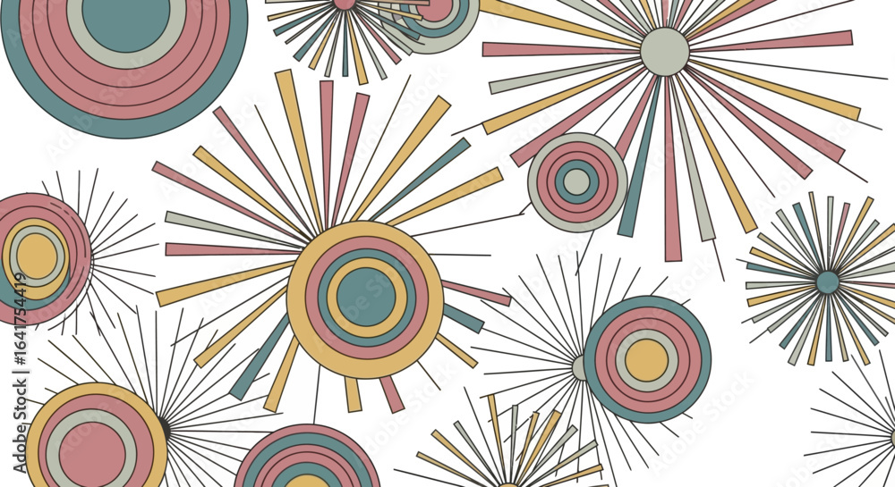 Fototapeta premium Abstract MidCentury Modern Geometric Pattern Design.