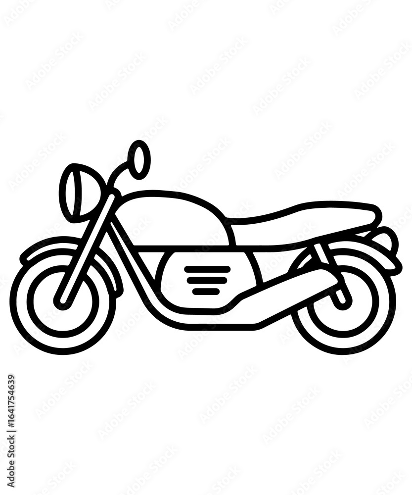 Fototapeta premium Bold Line Art Depiction of a Classic Motorcycle Design with Distinctive Features and Sleek Style