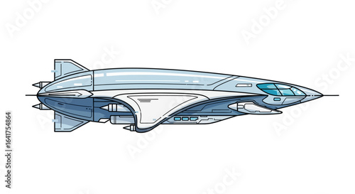 Futuristic Airship Illustration.
