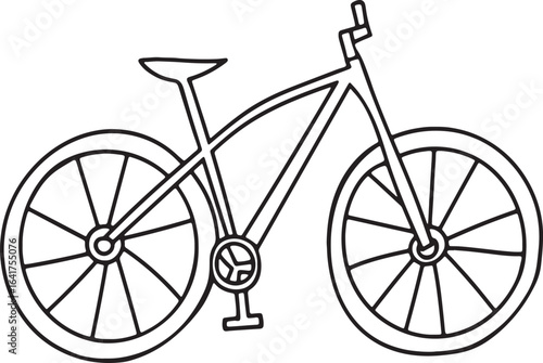 Monochrome Bicycle Illustration Artwork a Simple Black Outline Drawing of a Bike with Wheels and Handlebars