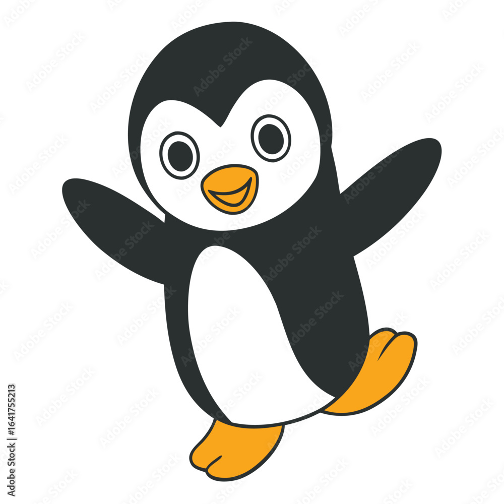 Obraz premium Happy penguin swaying side to side in a cheerful animated dance Vector illustration