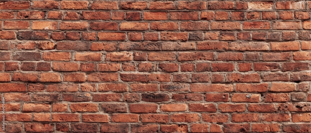 Fototapeta premium The detailed texture of a rustic red brick wall surface background