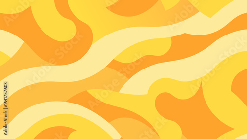 Seamless Pattern of Wavy Orange and Yellow Shapes flowing abstract
