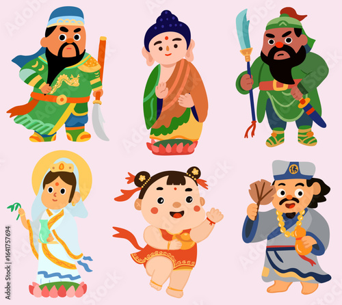 Chinese Deities and Folk Heroes ? Lunar New Year Blessings Illustration