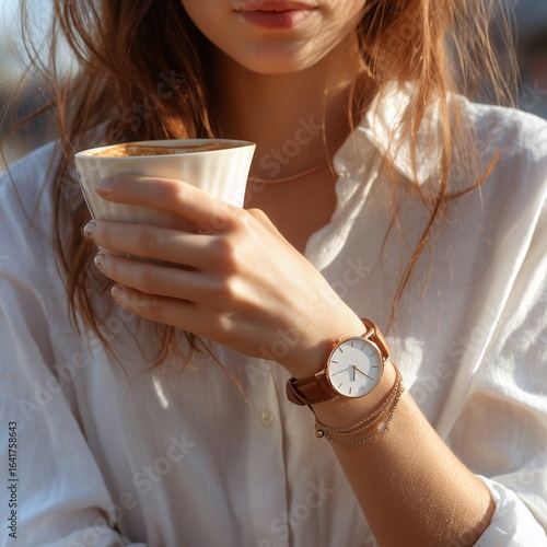 Woman Enjoying Coffee and Sunlight