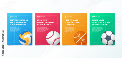 Gradient Sports Instagram Feed Template with Icon Illustration