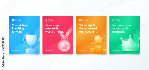 Gradient Achievement Instagram Feed Template with Icon Illustration