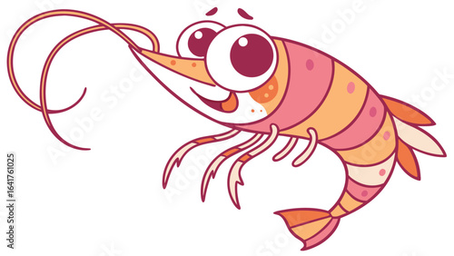 vector illustration of cartoon shrimp
