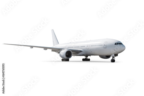 White wide body passenger jetliner isolated