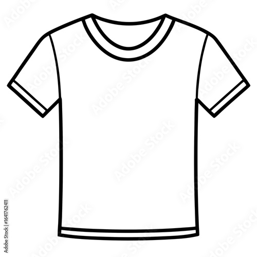 Classic T-shirt Outline: Clean, simple outline illustration of a classic, blank t-shirt. Perfect for design mockups or minimalist aesthetic.