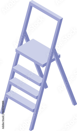 Light purple step ladder standing upright, ready for use, featuring four steps and a platform