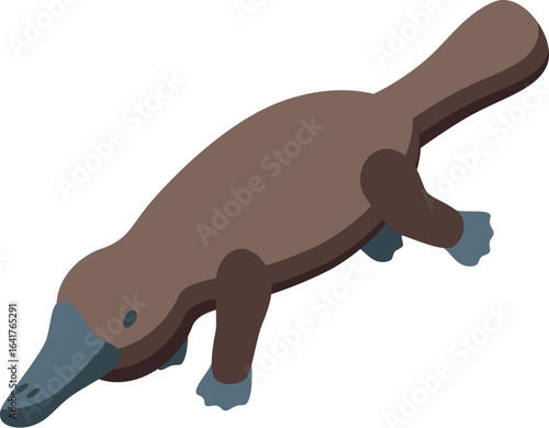 Platypus walking isometric view wildlife animal