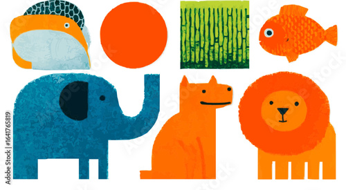 Isolate, vector children's illustration, objects for children's web design, creative style Freaks, vector graphics for sites, landing pages, advertising, web design